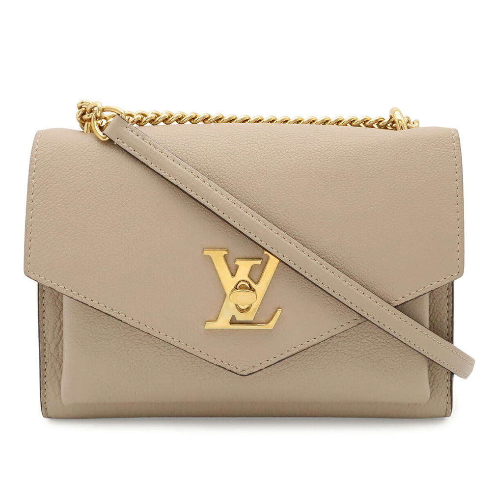 LOUIS VUITTON MyLockme Chain Shoulder Bag Pochette Leather Greige M56137
